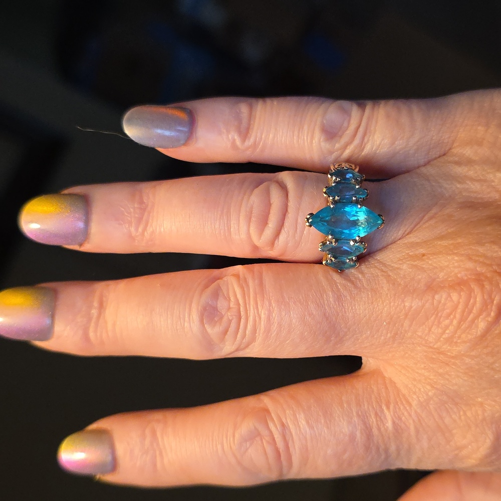 Michael Valitutti Paraiba Topaz Marquis Ring - Picture 9 of 13